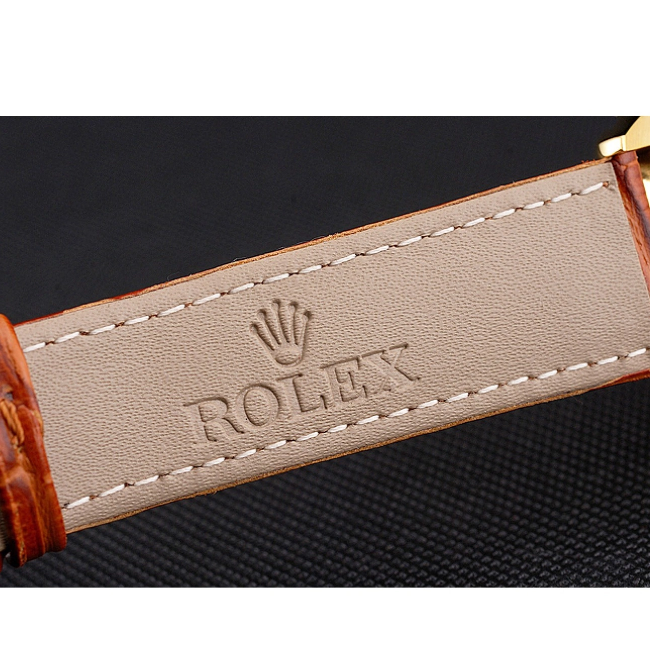 Good copy rolex watches Dial Light Leather Brown Swiss Strap Rolex Gold Gold Datejust Case 0806